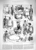 Old Antique Print 1883 Crystal Palace Potato Show Wolesley Beaconsfield 19th