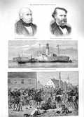Original Old Antique Print 1883 Riots Croatia Hussars Agram Lighthouse Patton