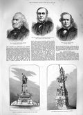 Original Old Antique Print 1883 Statue Germania Schledt Antwerp Collinson Cole