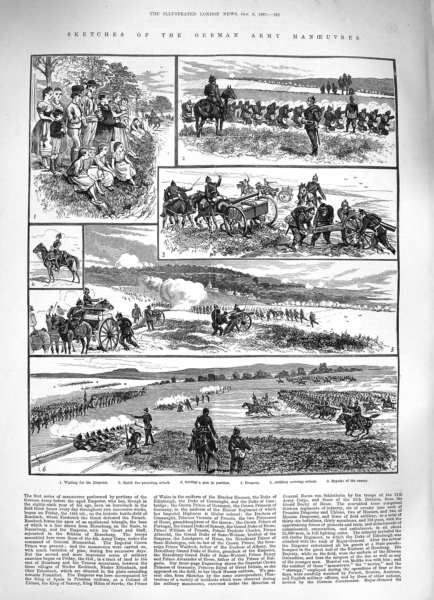 Original Old Antique Print 1883 German Army Manoeuvres Siers War Dragoon 19th