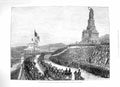 Antique Old Print *3353 1883 German National Monument Rudesheim Bingen Rhine