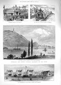 Old Antique Print 1883German Monument Rhine Bingenbruck Whitley Rudesheim 19th