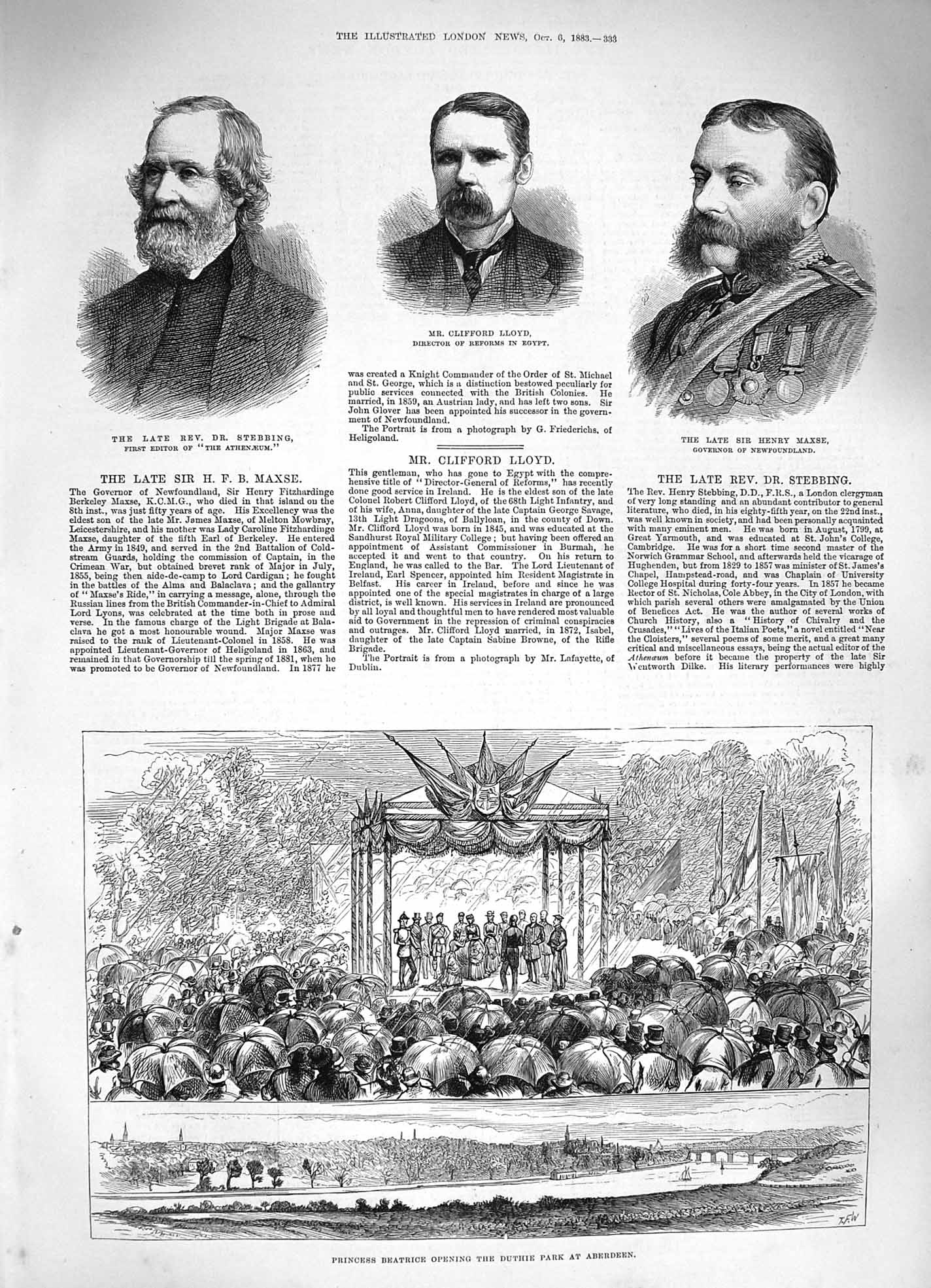 Old Antique Print 1883 Princess Beatrice Duthie Aberdeen Lloyd Maxse Rev. 19th