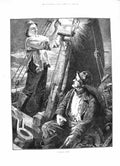 Original Old Antique Print 1883 Cheering Glean Fishing Boat Fishermen Fine Art