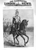 Old Antique Print 1883 Alfonso Xii King Spain Schleswig-Holstein Uhlans 19th