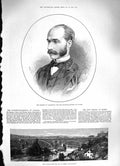 Original Old Antique Print 1883 Marquis Lansdowne Canada Bridge Aar Switzerland