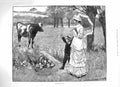 Original Old Antique Print 1883 Right Way Bull Field Mother Young Boy Country