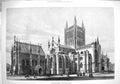 Original Old Antique Print 1883 Exterior Hereford Cathedral Architecture Read
