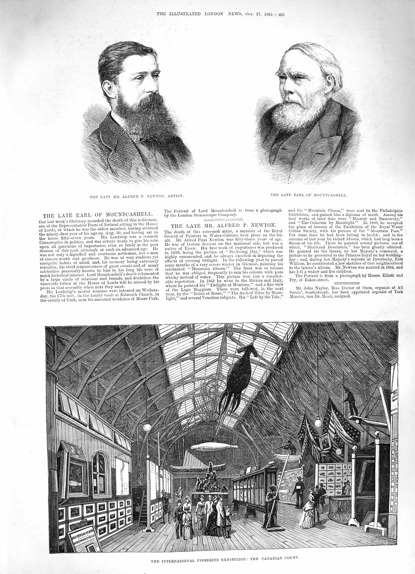Original Old Antique Print 1883 Alfred Newton Mountcashell Fisheries Exhibition