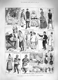 Old Antique Print 1883 International Fisheries Exhibition Police Vendor 19th
