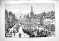 Original Old Antique Print 1883 Unveiling Statue Luther Market Place Eisleben