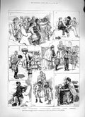 Old Antique Print 1883 London Samaritan Distribution Boots Clothing Poor 19th
