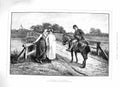 Original Old Antique Print 1883 Post Boy Letters Mail Horse Ladies River Bridge