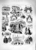 Original Old Antique Print 1883 Duke Edinburgh Croydon Dr. Carpenter Wellesley
