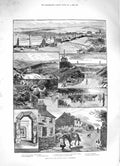 Original Old Antique Print 1883 Convict Prisoners Dartmoor Wistman Wood Cows