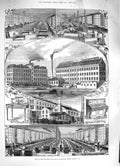 Original Old Antique Print 1883 John Brinsmead Sons Pianoforte Works Victorian
