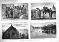 Original Old Antique Print 1883 Wild Tribes Soudan Aibaro Hut Koolookoo Settite