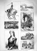 Original Old Antique Print 1883 Oil Painters Sier Horse Gardens Paolo Kom Ombos