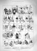 Original Old Antique Print 1883 English Christmas Paris France Romance Mi 19th