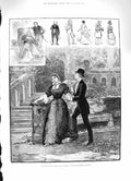 Original Old Antique Print 1883 Scene Lords Commons Haymarket Theatre Actors
