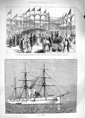 Old Antique Print 1883 Ship Leander Fair Esplanade Bombay Duke Connaught 19th
