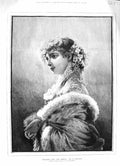 Original Old Antique Print 1883 Beautiful Lady Dressed Opera Tofano Fine Art