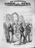 Original Old Antique Print 1884 Causeway Gate Souakim Red Sea Siers Weapons