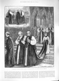 Original Old Antique Print 1884 Consecration Bishop Sydney Westminster Abbey