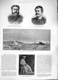 Old Antique Print 1884 Colonel Bolton Chunder Sen Assouan Statue Tagore 19th