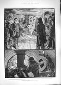 Original Old Antique Print 1884 Mersey River Tunnel Liverpool Beaumont Machine