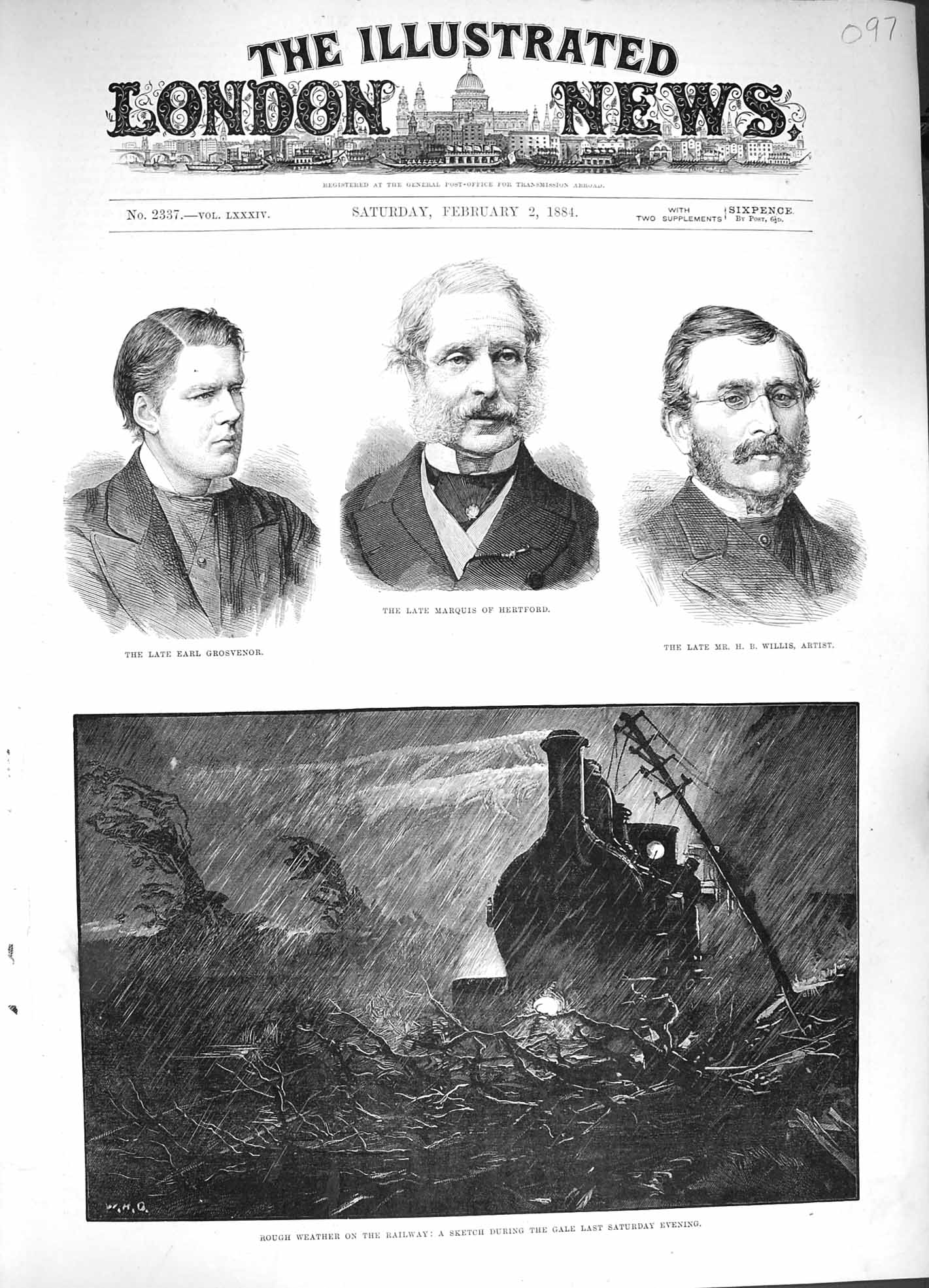 Old Antique Print 1884 Railway Train Gale Earl Grosvenor Hertford Willis 19th
