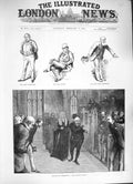 Original Old Antique Print 1884 Parliament Speaker Home Secretary Lord Mayor
