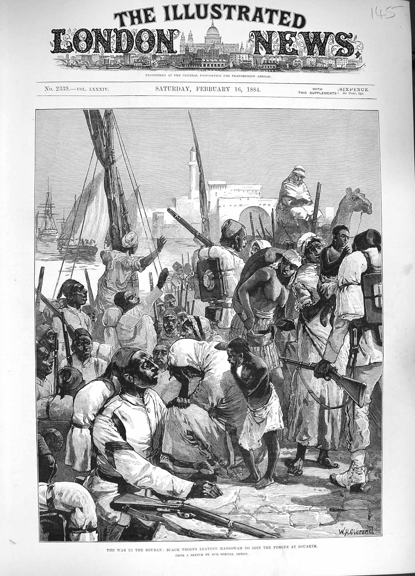 Old Antique Print 1884 War Soudan Black Troops Massowah Souakim Natives 19th