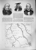 Old Antique Print 1884 Map General Gordon Assouan Hayward Parker Phillips 19th
