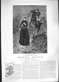 Original Old Antique Print 1884 Canton Woodville Fine Art Men Ladies Horses