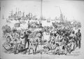 Original Old Antique Print 1884 War Soudan Baker Pasha Trinkitat Tokar Ships