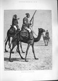 Original Old Antique Print 1884 Camel Corps Egyptian Army Siers Woodville Art