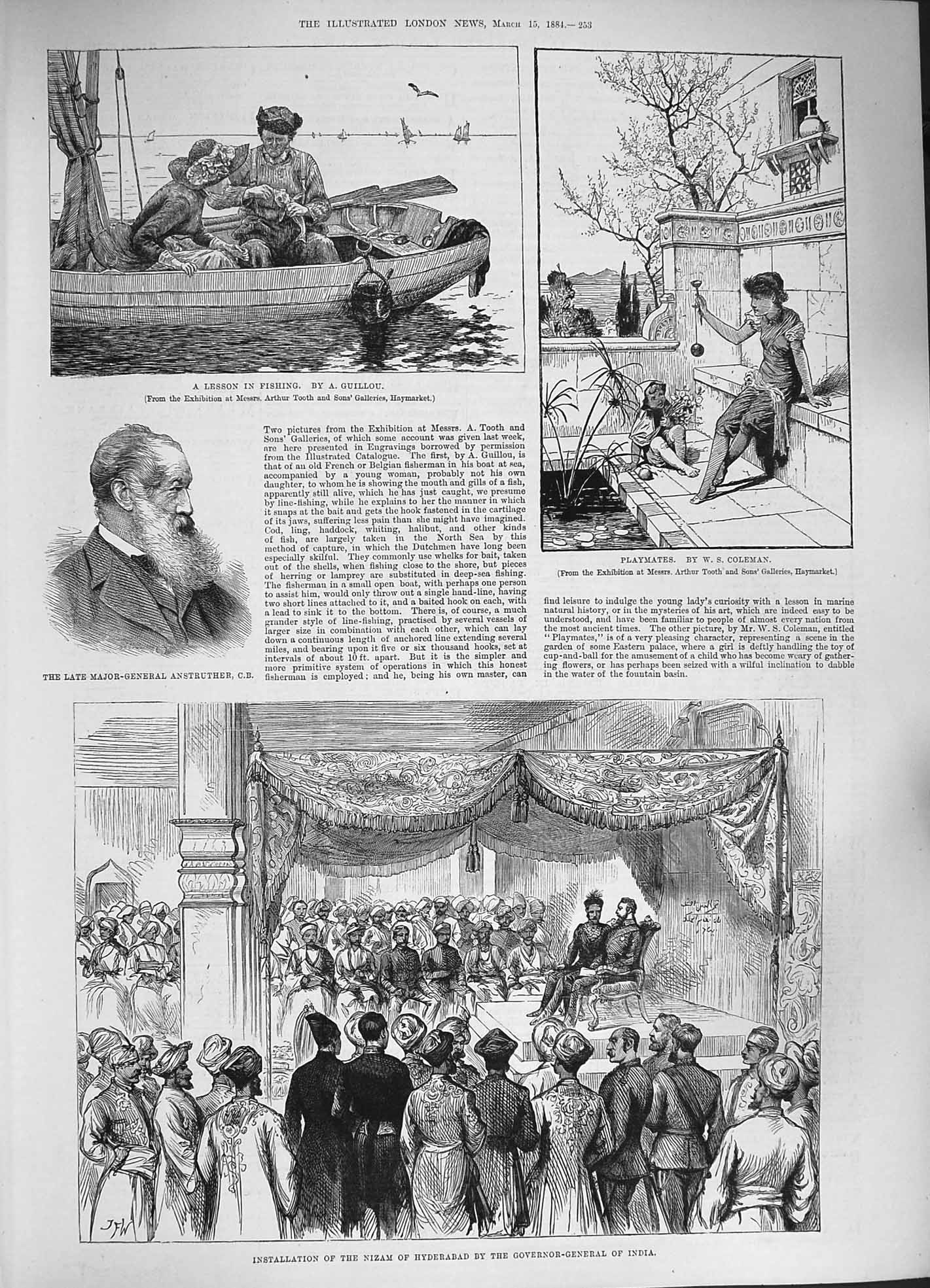 Original Old Antique Print 1884 Nizam Hyderabad India Anstruther Fishing Boat