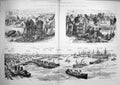 Old Antique Print 1884 Trinkitat War Soudan Camp Souakim Ships Infantry 19th