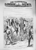 Original Old Antique Print 1884 War Soudan Camel Artillery Siers Marching 19th
