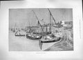 Original Old Antique Print 1884 Sketch Egypt Luxor Sailing Boats Montbard 19th