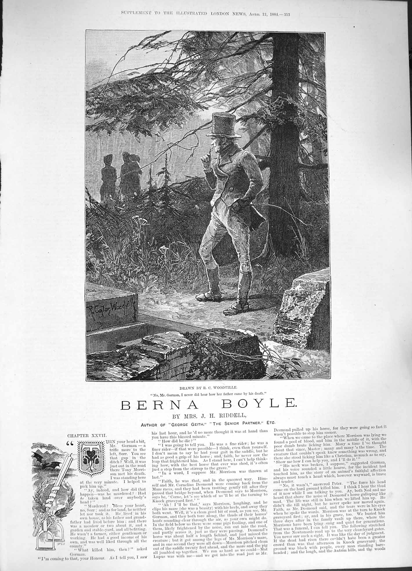 Old Antique Print 1884 Canton Woodville Fine Art Men Gorman Berna Boyle 19th