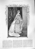 Antique Old Print *3331 1884 Princess Victoria Hesse Wedding Dress Darmstadt