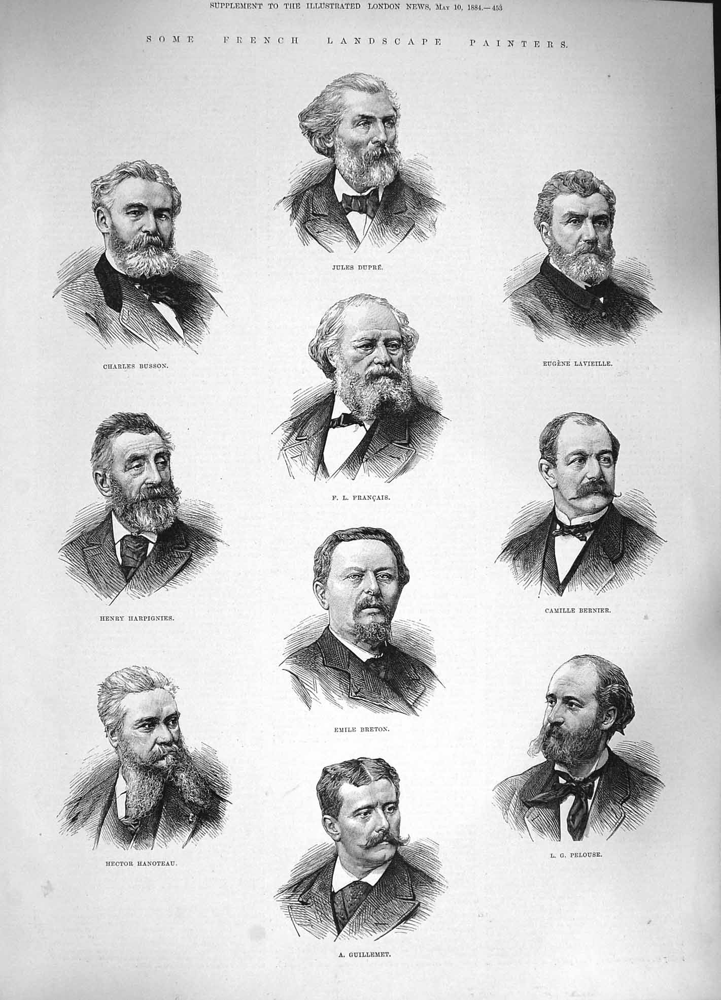 Original Old Antique Print 1884 French Artists Dupre Francais Breton Bernier