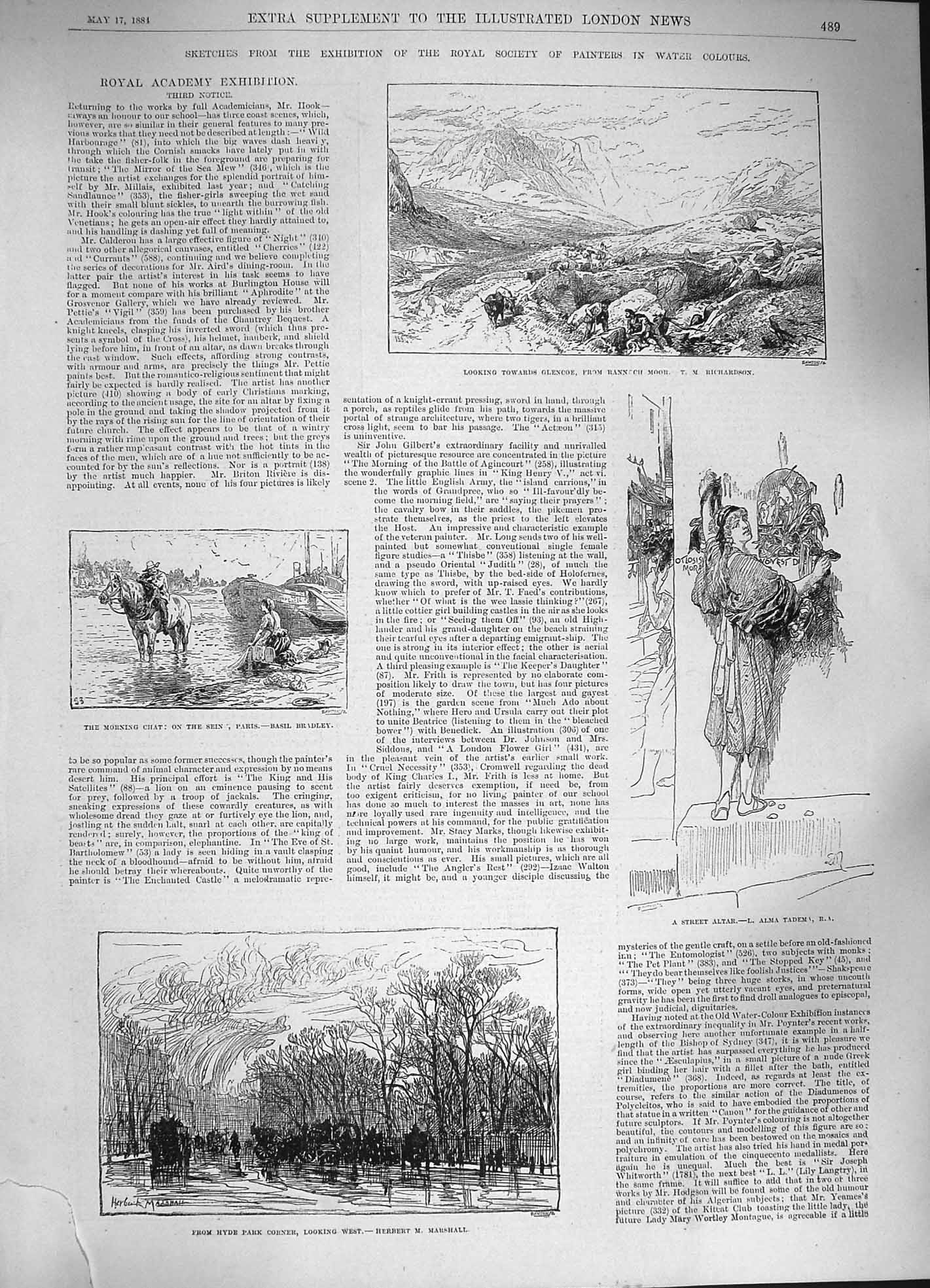 Old Antique Print 1884 Glencoe Hyde Park Paris Altar Chantillon Royal Art 19th