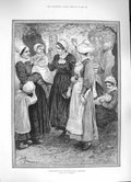 Old Antique Print 1884 Sunday Morning Cote Grace Honfleur Ladies Children 19th