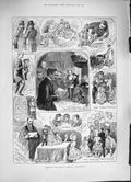 Old Antique Print *3324 1884 Marriage American Midgets Manchester Wedding