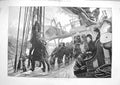 Old Antique Print 1884 Scene Hoisting Sail Passenger Ship Atlantic Ocean 19th