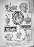 Original Old Antique Print 1884 Fountaine Christie Mansons Palissy Ware 19th