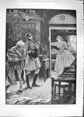 Original Old Antique Print 1884 Beau Braithwaite Folly Crying Lady Men Fine Art